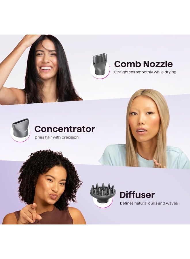 Wavytalk Hair Dryer, Blown Away Ionic Hair Dryer for Curly Hair with Diffuser, 1875W Fast Drying Blow Dryer with Ceramic Technology, 3 Attachments for All Hair Types, Light and Quiet Blower, Rose Gold - Image 4